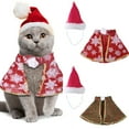 thumbnail image 2 of Festival Cats Costume Hat Set Cosplay Pet Party Cloak with Santa Hat Christmas Pet Festival Dog Photo Props Outfit, 2 of 9