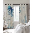thumbnail image 3 of Retro Oceans Blackout Curtains for Bedroom Living Room, Watercolor Blue Octopus Starfish Seaweed Beige 45 In Long Thermal Insulated Room Darkening Drapes Grommet Window Treatments, 52 x 45 In, 3 of 9