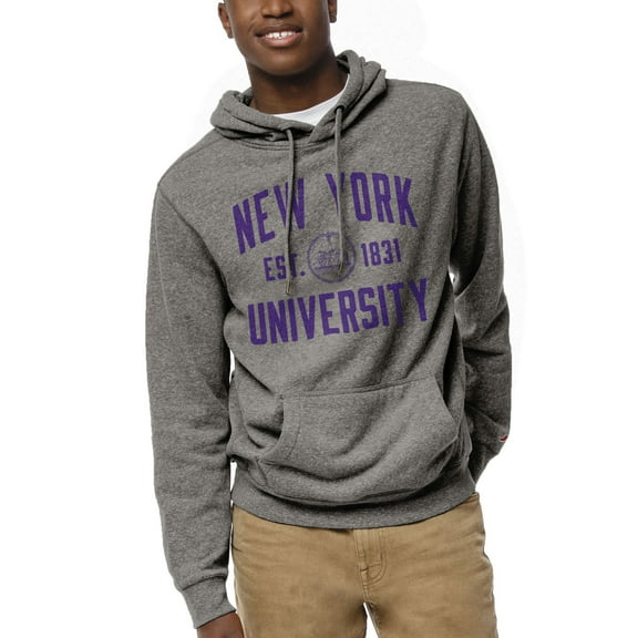 Men's League Collegiate Wear Heather Gray NYU Violets Heritage Tri-Blend Pullover Hoodie