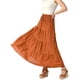 thumbnail image 4 of Faldas Boho para Mujeres Inspire Chic, Falda Maxi de Playa con Cintura Elástica Fruncida, A-Line, de Verano, Talla S, Naranja Oscuro, 4 of 6