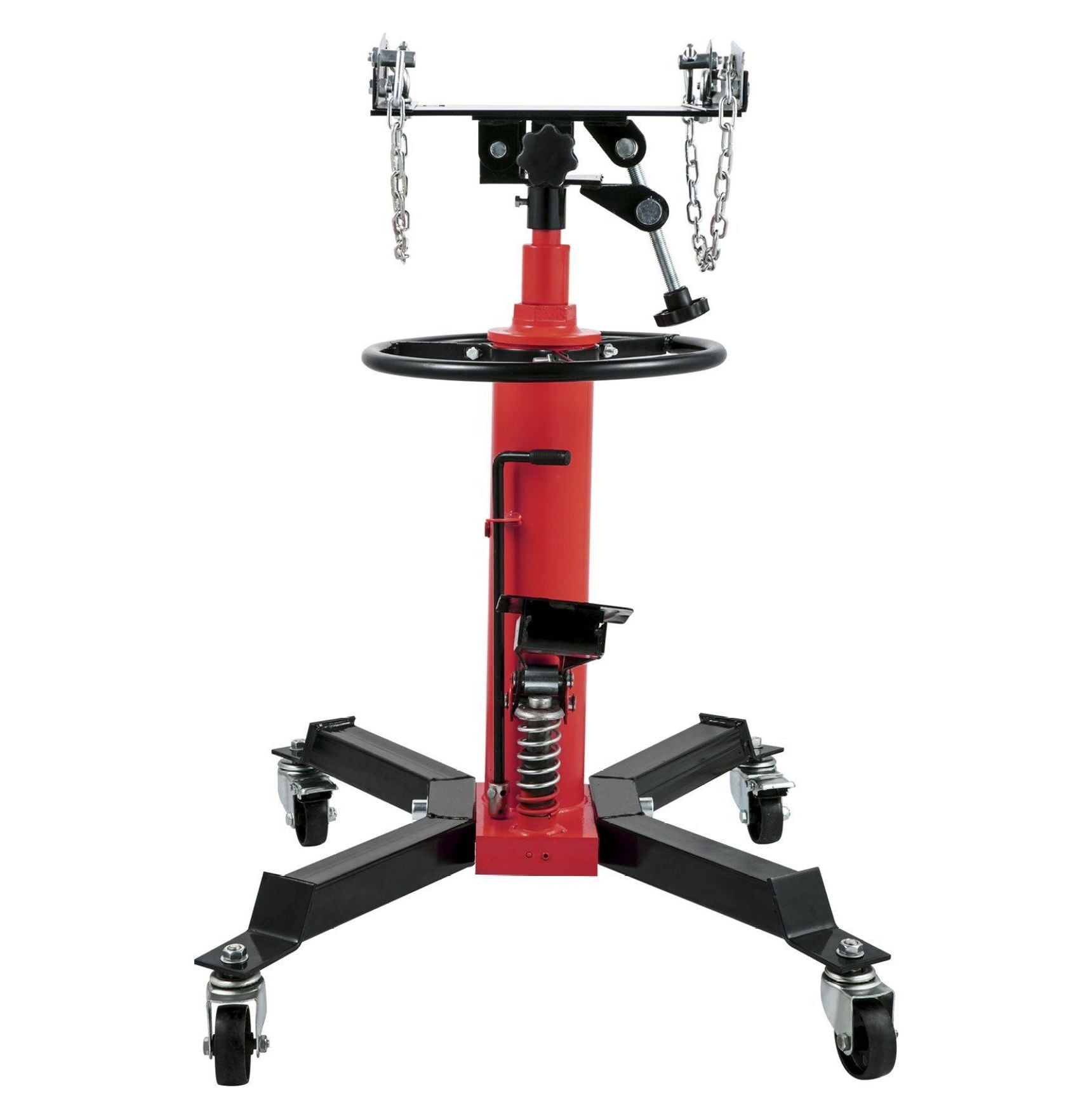 Transmission Jack 3/5 Ton 1322LBS Hydraulic Telescopic Jack, 2-Stage Floor Jack Stand, 360° Swivel Wheel, Red