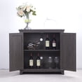 thumbnail image 4 of S-HOME Versatile Hollow-Carved Accent Cabinet, Features 2 Mirrored Doors and Adjustable Interior Shelves, for Kitchen and Dining Spaces, Dark Brown, 4 of 14