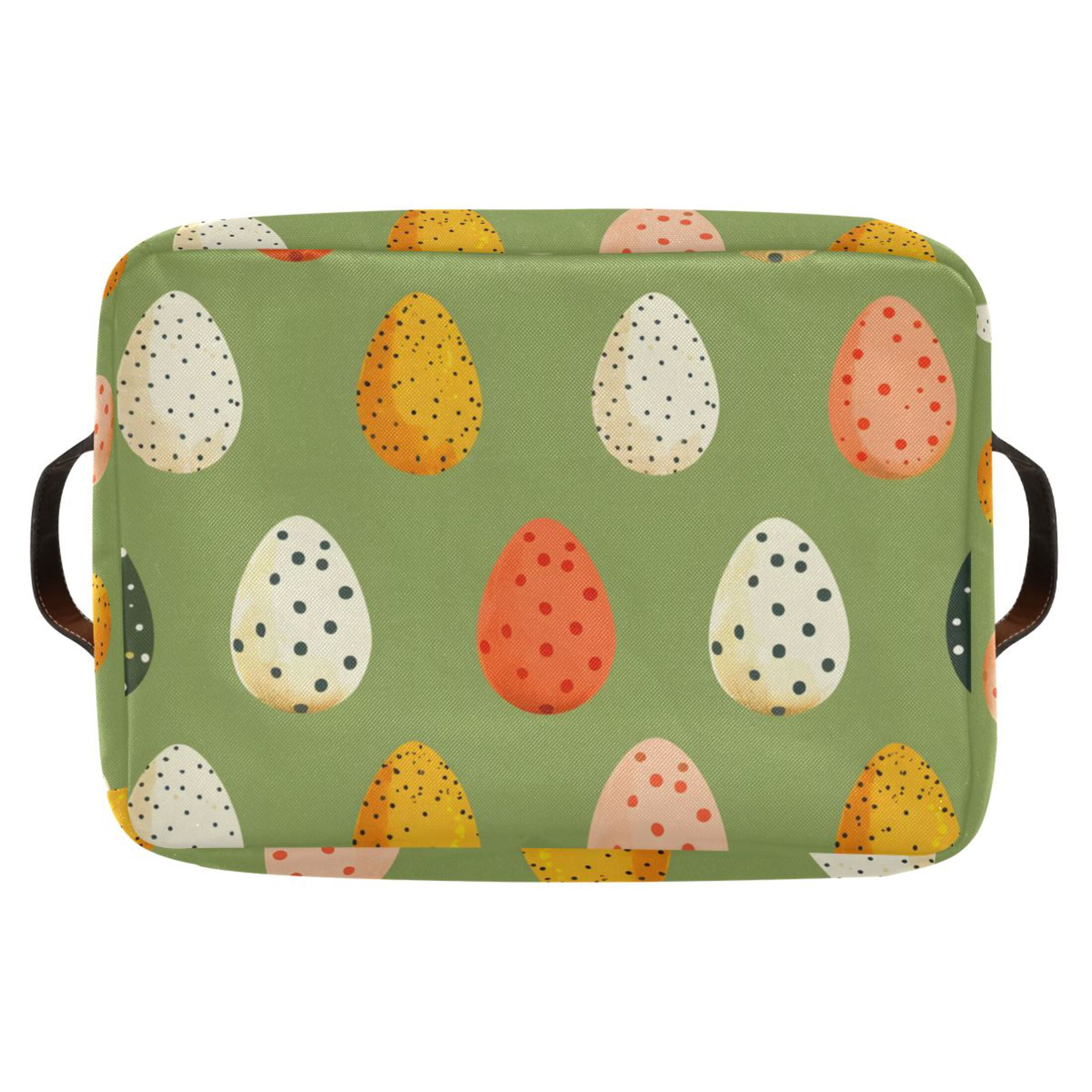 Ryvnso Easter Eggs Polka Dots Storage Basket Large Bin Foldable Boxes Toys Organizer 14.2x10.2x8.3in 2 PCs