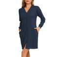 thumbnail image 4 of INSPIRE CHIC Women's Waffle Knit Nightshirt Long Sleeve Button Down Sleepshirts Nightgown with Pockets L Blue, 4 of 6
