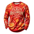 thumbnail image 2 of Halloween Themed Sweatshirt Men Funny Pumpkin Ghost Print Casual Vintage Long Sleeve Crew Neck T-Shirts Fall Winter Trendy Breathable Comfort Top Red M, 2 of 4