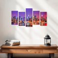thumbnail image 2 of Elephant Stock New York City At Night Wall Art - Horizontal Multi Panel Canvas - Living Room Wall Decor - City Multi Panel - Purple And Pink Decor - 25" x 12", 2 of 4
