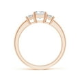 thumbnail image 2 of ANGARA IGI Certified Lab Grown 1.17 Ct Diamond Three Stone Ring in 14K Rose Gold for Women (Size-7x5mm| Color-F-G| Clarity-VS) | April Birthstone, Anniversary, Jewelry Gift for Women | Diamond Ring, 2 of 4