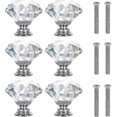 thumbnail image 1 of 30mm Crystal Door Knobs With Screws. Set Of 6 Cabinet Knobs In Clear Crystal, 1 of 5