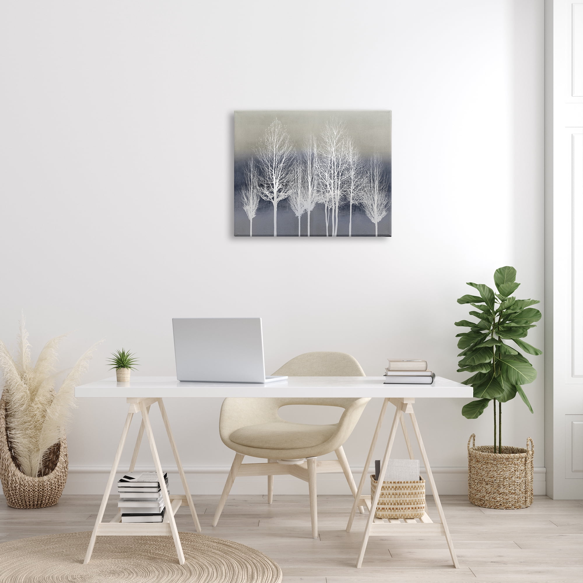Stupell Industries Modern Tree Forest Winter Landscape over Pattern, 24 x 30, Designed by Kate Bennett