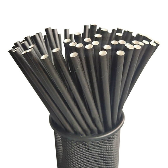 Black Disposable Paper Straws 100 Pack Clearance Wrapped, Plastic Disposable Flexible Drinking Straws for Cocktails, Restaurants & Bar Straws, Beverage Party Dessert Cake Drinking Straws Decoration