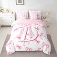 thumbnail image 2 of Manfei Initial Monogrammed 7-Piece Queen Bedding Set,Bow Bowknot,Lightweight Alphabet, 2 of 5