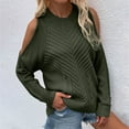 thumbnail image 3 of Vedolay Women's Fall Tops Women Knitted Sweater Crew Neck Solid Basic Long Sleeve Loose Fit Pullover Top,Green S, 3 of 5