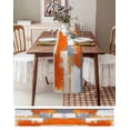 thumbnail image 4 of Table Runner 108 Inches Long for Kitchen Dining, Burnt Orange Grey Dresser Scarf Farmhouse, Dining Table Decorations for Wedding/Parties, Oil Painting Smear Modern Abstract Art 13 x 108 In, 4 of 9