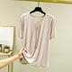 thumbnail image 1 of Pijama de manga corta para mujer, color liso, manga corta, camiseta fina, pijama de manga corta, blusa de poliéster, 1 of 7