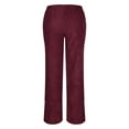 thumbnail image 4 of Women's Loose Fitting Capris Casual Corduroy Split Front Pull-On Pants Solid Color Elastic Waist Stripe Long Wide Leg Trousers Spring and Summer(XL,Wine), 4 of 4