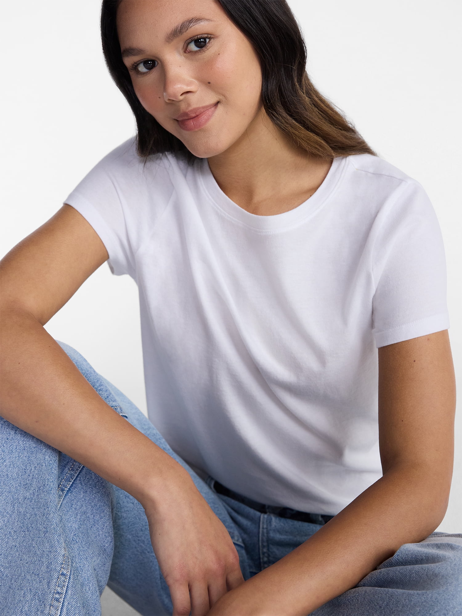 No Boundaries Washed Relaxed Fit Cotton Tee, Women's XXS-XXL