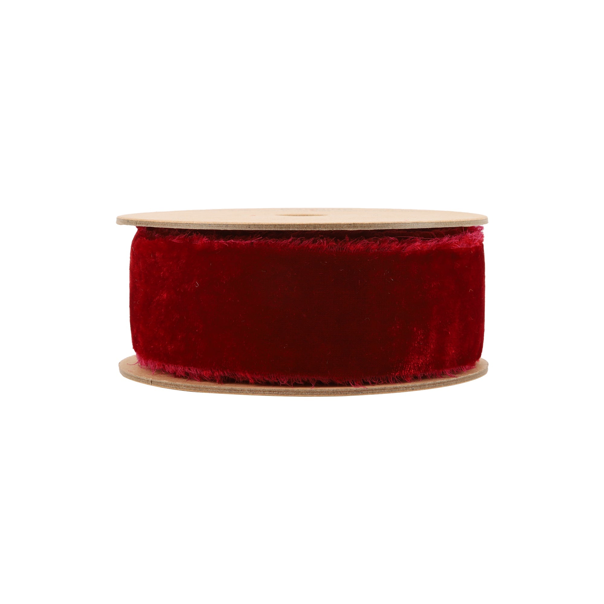 LaRibbons 1 1/2" Frayed Edge Velvet Ribbon, Bordeaux, 5 Yard Roll