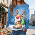 thumbnail image 2 of Towmus Christmas Tops for Women Cute Elk Printed Women Casual Long Sleeve Round Neck Sweatshirt Pullover, 2 of 6