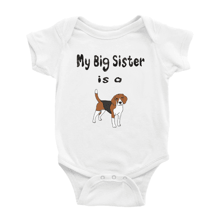 

My Big Sister Is A English Foxhound Dog Funny Baby Clothing Bodysuits Boy Girl Unisex