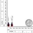 thumbnail image 6 of Gem Stone King 925 Sterling Silver Red Rhodolite Garnet and Blue Sapphire Dangle Earrings for Women with Lab Grown Diamond (4.73 Cttw, Oval 9X7MM), 6 of 6