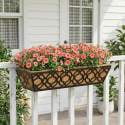 Y&M 24 Inch Window Deck with Nonwoven Fabric Liner, 24" Boxes Horse Trough Coco Basket Railing Planter Metal Hanging Flower for Outdoor Garden Fence Lawn, 4packs