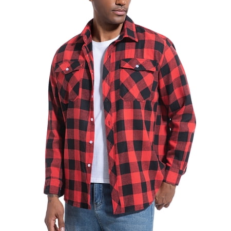 Onimisc Mens Flannel Shirt Long Sleeve Plaid Flannel Shirt for Men Casual Button Down Shirts Regular Fit