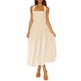 thumbnail image 1 of Txlixc Vestido sin mangas para mujer, color sólido/estampado, busto fruncido, escote cuadrado, espalda abierta Txlixc  Casual, 1 of 7