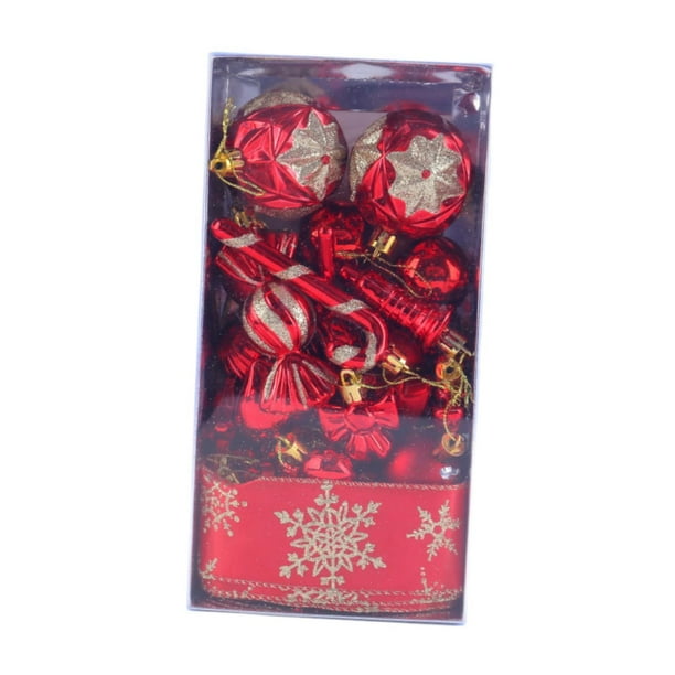 Set de 30 adornos navideños de bolas, adornos para árbol de Navidad, bolas irrompibles Oro rojo