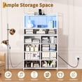 thumbnail image 4 of Commode Rustique pour Chambre avec Station de Recharge, DEL RVB Contrôlée par Application, Grand Organisateur de Rangement avec 11 Tiroirs en Tissu, Conception Anti-Basculement pour Chambre, Salon, Garde-Robe, Blanc, 4 of 8