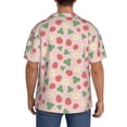 thumbnail image 3 of Rateoe Strawberry And Flowers Pattern Men's Short Sleeve Classic Shirt, Casual Short-Sleeved Shirt, Lightweight Summer Shirt, Cuban Collar Shirt,Button-Front Shirt-Small, 3 of 5
