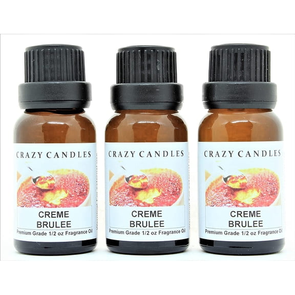 Creme Brulee 3 Bottles 1/2 FL Oz Each 15ml Premium Grade Scented Fragrance Oil by Crazy Candles Made in USA