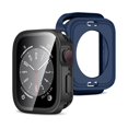 thumbnail image 1 of wonima44 2 in 1 Case [2-Pack] Compatible with Apple Watch Series 9 8 7 45mm with Built-in Screen Protector, Straight Edge Hard PC Full Body Protective Cover for iWatch 45mm, Matte Black/Matte Blue, 1 of 1