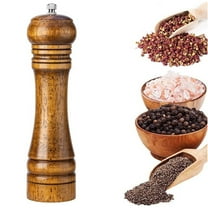 Pepper Mill Wood Pepper Grinder Adjustable Oak Wood Salt and Pepper Grinder Refillable Ceramic Grinding Mechanism Sealed Salt Mill Spice Jar 5/8/10in for Kitchen Camping Picnic BBQ