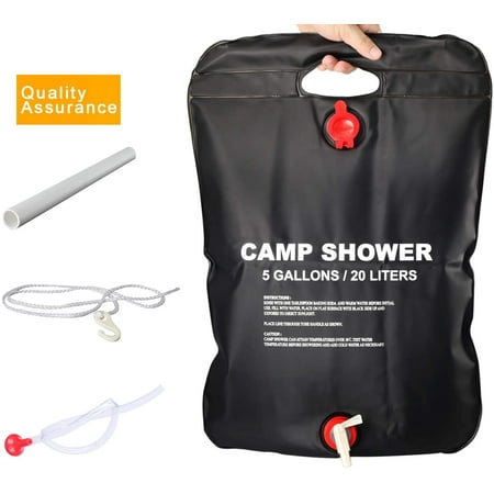 DOTSOG 5 Gallons/20L Portable Outdoor Solar Shower Bag Camp Shower Bag with Removable Hose and On-Off Switchable or Camping Beach Swimming Outdoor Traveling
