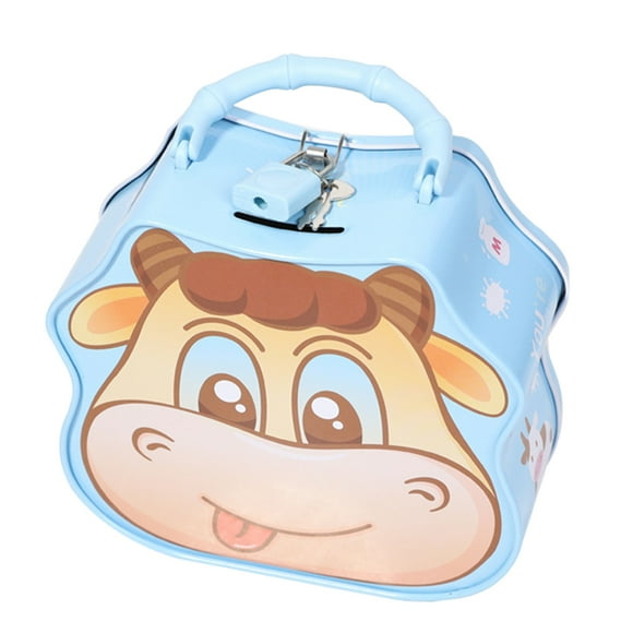 Lovely Milk Cow Saving Box Piggy Bank Tinplate Money Box Money Coin Storage Tank