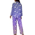 thumbnail image 2 of Renewold Fashion Nightwear for Women Skin Friendly Moon Stars Button Down Pajamas Sets of 2 Warm Purple Long-Sleeve Comfy Indoor Life Pjs Sweatpants Relaxed Loungewear Size S, 2 of 6