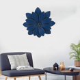 thumbnail image 4 of Decoración de pared de metal, decoración de pared de metal, flores, esculturas colgantes florales de múltiples capas, arte azul oscuro) (1 unidad), 4 of 5