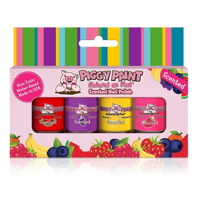Esmalte de uñas Piggy Paint Perfumado, 7 ml, paquete de 4 unidades para niñas