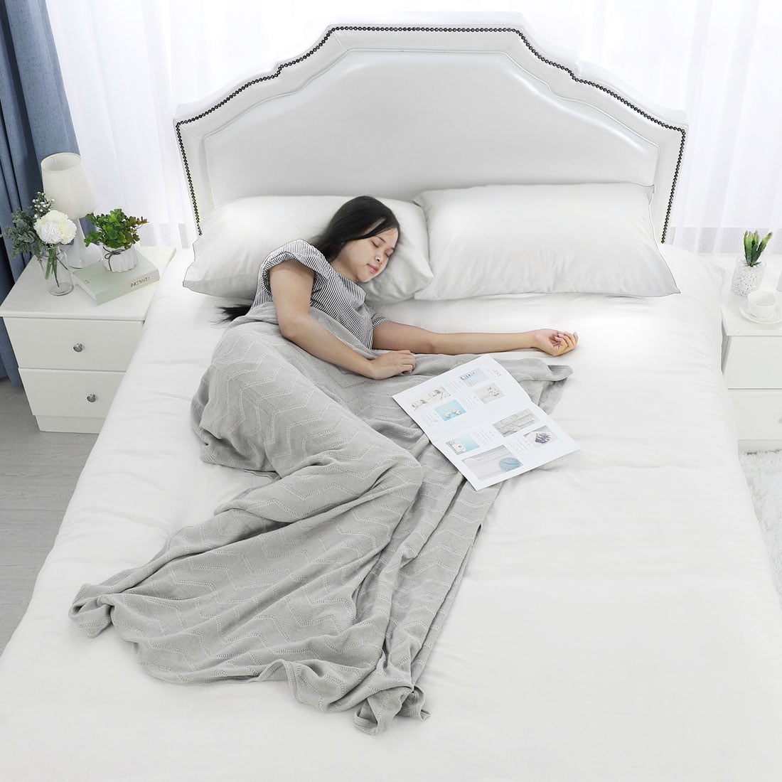 Unique Bargains 2 Pack 300TC Cotton Solid Pillowcases Silver Gray 20" x 36"