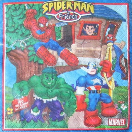 Spider-Man and Friends Blue Small Napkins (16ct)