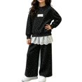 thumbnail image 3 of Zefriona Girls Floral Print Crewneck Sweatshirt and Wide Leg Pants 2-Piece Fall Set for Kids 0-13Y Black Size 2T, 3 of 3