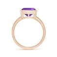 thumbnail image 2 of ANGARA Natural Bezel-Set Solitaire Cushion 3.1 ct Amethyst Ring in 14K Rose Gold for Women (Size-9mm) | February Birthstone, Birthday, Anniversary, Jewelry Gift for Women | Natural Amethyst Ring, 2 of 9
