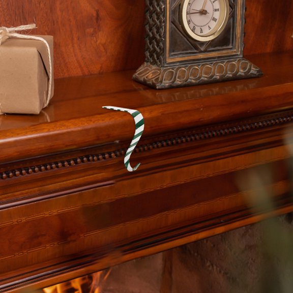 FOMIYES 1Pack Christmas Fireplace Hook Striped Iron Homeowners Families Holiday Decorations