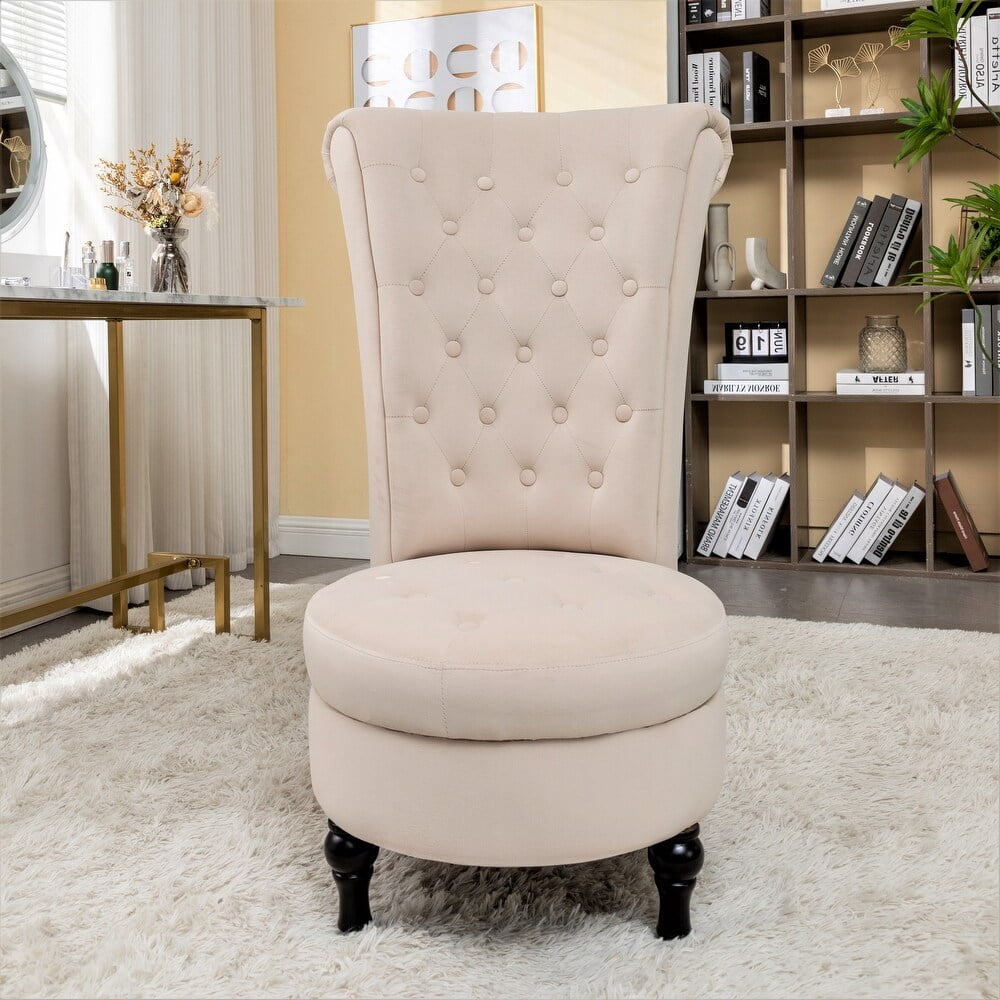 US Pride Furniture Gosser 20" Wide Velvet High Back Vanity Chair, Ivory