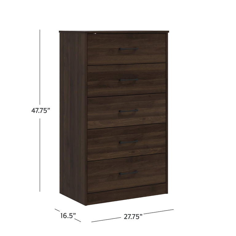 Mainstays Ardent 5 Drawer Dresser, Dark Walnut - Walmart.com