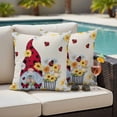 thumbnail image 4 of Beige Gnomes Daisy Outdoor Waterproof Pillow Covers, Pastoral Country Garden Floral Decorative Square Throw Pillowcase Sofa Cushion Sham for Patio/Couch/Chair, 16"x16" 2 Pack, 4 of 8