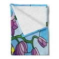thumbnail image 2 of Orchids Soft Flannel Fleece Throw Blanket, Mosaic Fractal Style Blooms with Butterfly Pastel Cartoon Pattern, Cozy Plush for Indoor and Outdoor Use, 50" x 60", Multicolor, by Ambesonne, 2 of 5