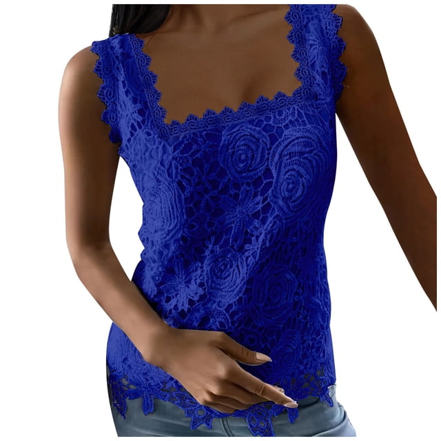 HBFAGFB Womens Tank Tops Spring and Summer Square Neck Sleeveless Shirts Versatile Blouse Blue Size S