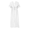 thumbnail image 4 of Njoeus Women's Summer V-Neck Beach Cover Up Kimonos Cardigan Button Drawstring Bathing Suit Coverup Long Maxi Dresses Sun Protection Swimsuit Cover Ups Shirt Dress, 4 of 6