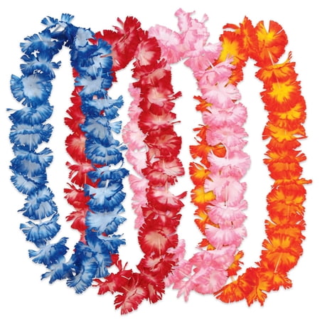 6 Pack Bulk Luau Party Hawaiian Floral Leis